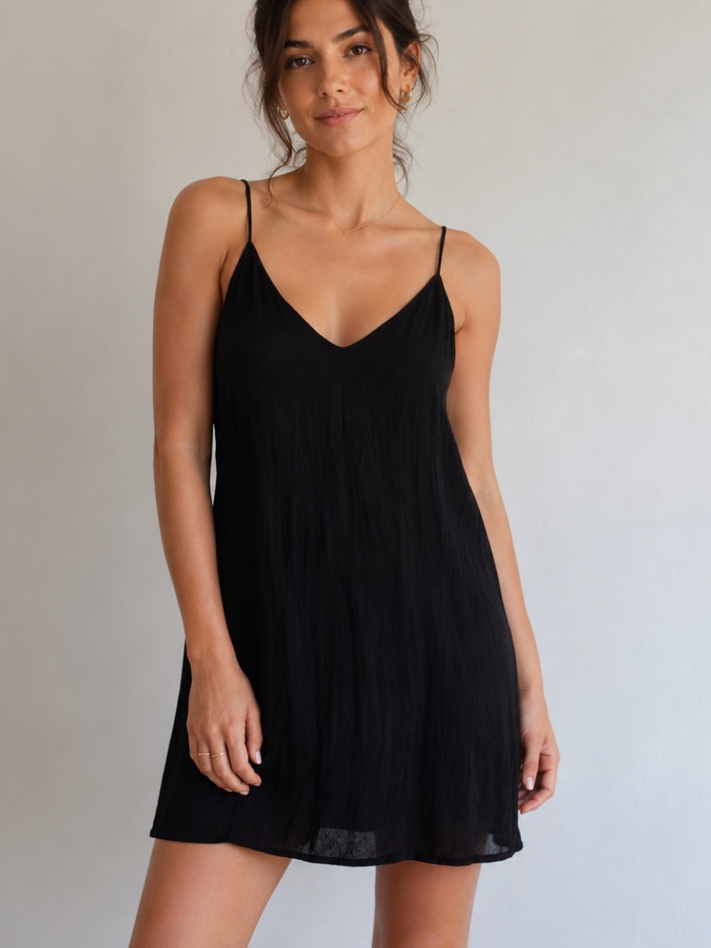 Wilfred Free Black Cami Slip Dress V Neck Lined Rayon Mini Dress S